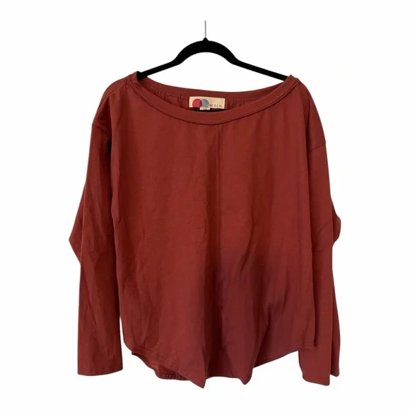 FREE PEOPLE BEACH LONG SLEEVE TOP RUST SIZE SMALL - Picture 1 of 4